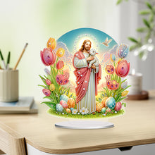 Load image into Gallery viewer, Acrylic Special Shape Jesus Tulips Diamond Painting Desktop Decors for Adults