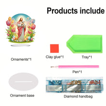 Load image into Gallery viewer, Acrylic Special Shape Jesus Tulips Diamond Painting Desktop Decors for Adults