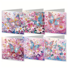 Load image into Gallery viewer, 6Pcs Butterfly DIY Diamond Painting Greeting Card for Holiday Party Favors