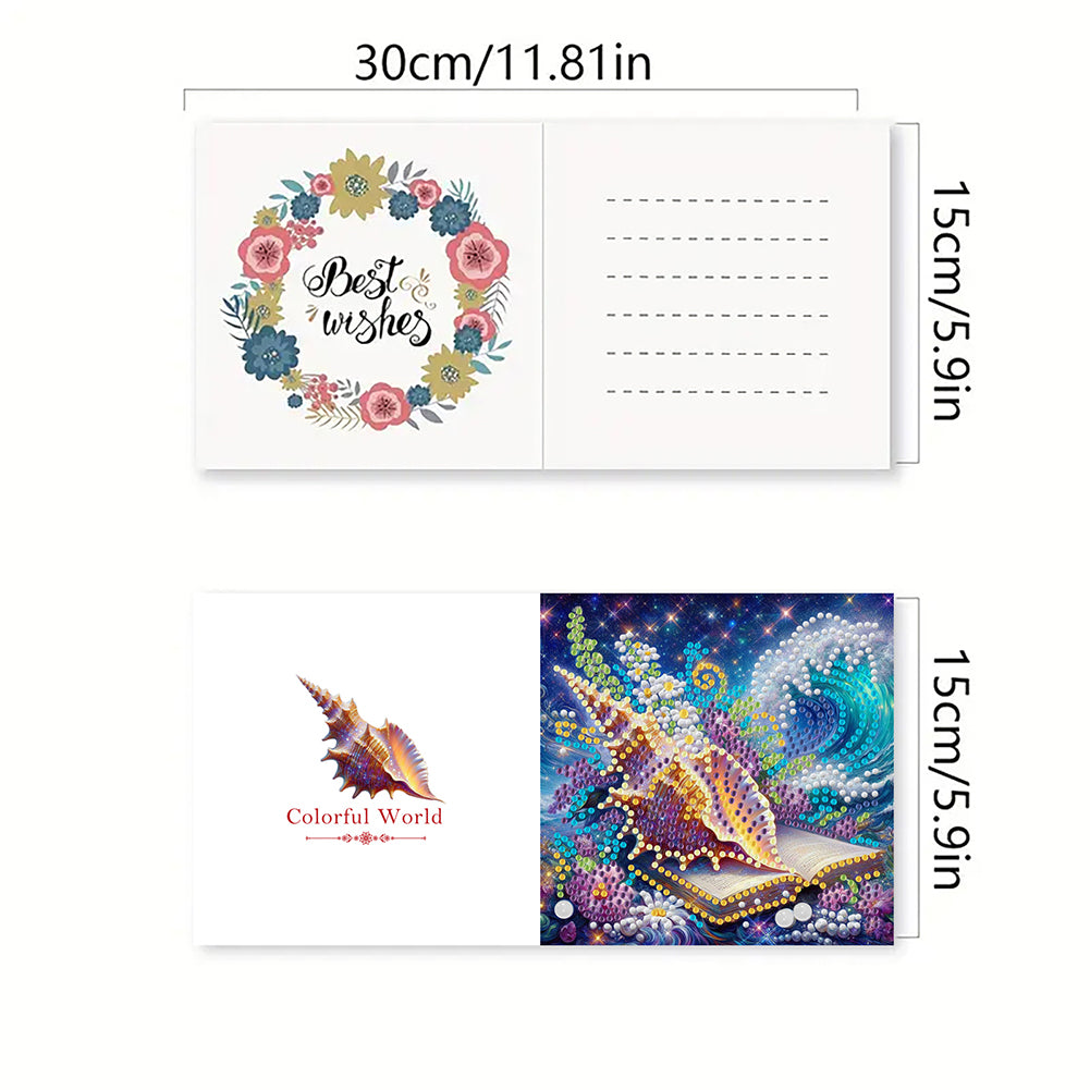 6Pcs Ocean DIY Diamond Painting Greeting Card for Holiday Party Favors