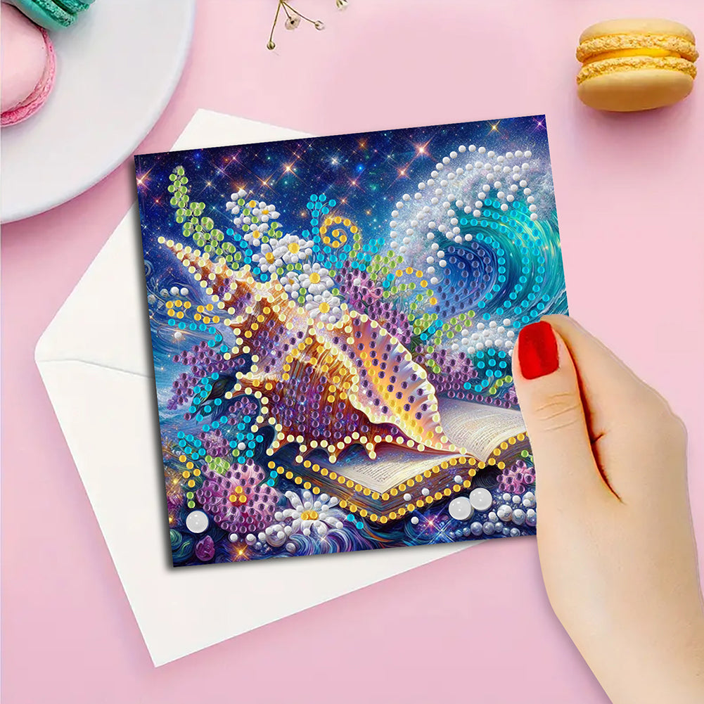 6Pcs Ocean DIY Diamond Painting Greeting Card for Holiday Party Favors