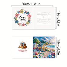 Load image into Gallery viewer, 6Pcs House DIY Diamond Painting Greeting Card for Holiday Party Favors