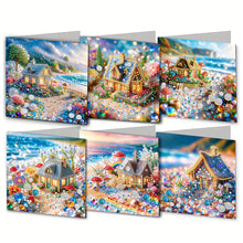 Load image into Gallery viewer, 6Pcs House DIY Diamond Painting Greeting Card for Holiday Party Favors