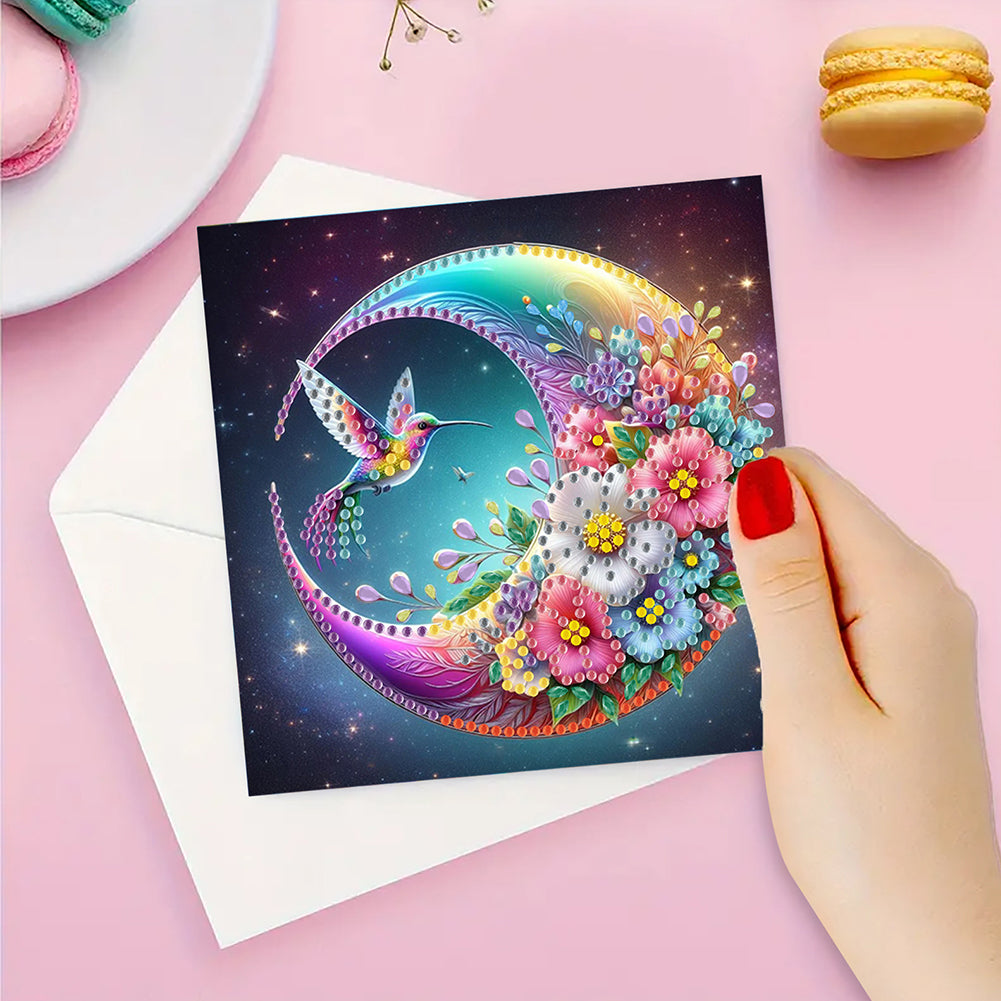6Pcs Hummingbird DIY Diamond Painting Greeting Card for Holiday Party Favors