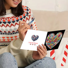 Load image into Gallery viewer, 6Pcs Heart Flower DIY Diamond Painting Greeting Card for Holiday Party Favors