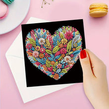 Load image into Gallery viewer, 6Pcs Heart Flower DIY Diamond Painting Greeting Card for Holiday Party Favors