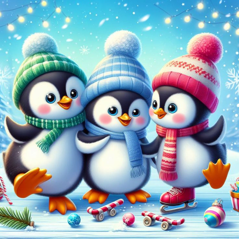 Diamond Painting - Full Round - Three snowmen (40*40CM)