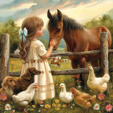 Load image into Gallery viewer, Diamond Painting - Full Square - Feeding horses on the farm (40*40CM)