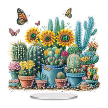 Load image into Gallery viewer, Acrylic Sunflower Cactus Table Top Diamond Painting Ornament Kits for Beginners