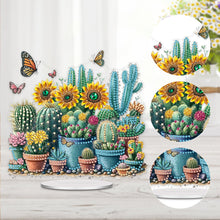 Load image into Gallery viewer, Acrylic Sunflower Cactus Table Top Diamond Painting Ornament Kits for Beginners