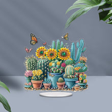 Load image into Gallery viewer, Acrylic Sunflower Cactus Table Top Diamond Painting Ornament Kits for Beginners