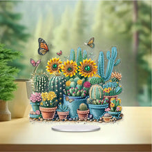 Load image into Gallery viewer, Acrylic Sunflower Cactus Table Top Diamond Painting Ornament Kits for Beginners