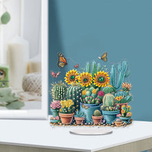 Load image into Gallery viewer, Acrylic Sunflower Cactus Table Top Diamond Painting Ornament Kits for Beginners