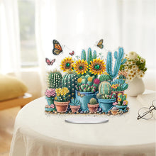 Load image into Gallery viewer, Acrylic Sunflower Cactus Table Top Diamond Painting Ornament Kits for Beginners