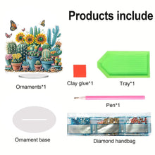 Load image into Gallery viewer, Acrylic Sunflower Cactus Table Top Diamond Painting Ornament Kits for Beginners