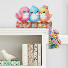 Load image into Gallery viewer, 2Pcs Happy Bird Diamond Painting Door Corner Sign 5D DIY Wooden Door Topper