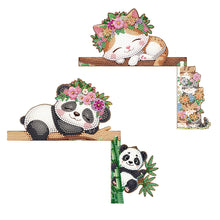 Load image into Gallery viewer, 2Pcs Panda Cat Diamond Painting Door Corner Sign 5D DIY Wooden Door Topper