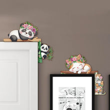 Load image into Gallery viewer, 2Pcs Panda Cat Diamond Painting Door Corner Sign 5D DIY Wooden Door Topper