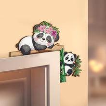 Load image into Gallery viewer, 2Pcs Panda Cat Diamond Painting Door Corner Sign 5D DIY Wooden Door Topper