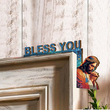 Load image into Gallery viewer, 2Pcs Praying Jesus Diamond Painting Door Corner Sign 5D DIY Wooden Door Topper