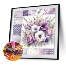Load image into Gallery viewer, Diamond Painting - Full Round - Purple plaid flowers (30*30CM)