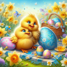 Load image into Gallery viewer, Diamond Painting - Full Round - Easter daffodil two yellow chickens (40*40CM)