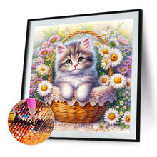 Load image into Gallery viewer, Diamond Painting - Full Round - Daisy flower basket kitten (40*40CM)