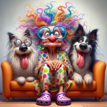 Load image into Gallery viewer, Diamond Painting - Full Round - Two dogs and grandma (40*40CM)