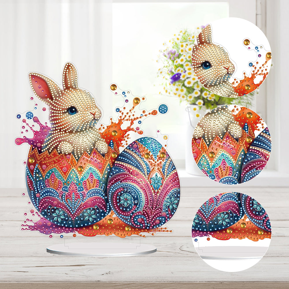 Acrylic Special Shaped Easter Egg Bunny 5D DIY Diamond Art Tabletop Decorations