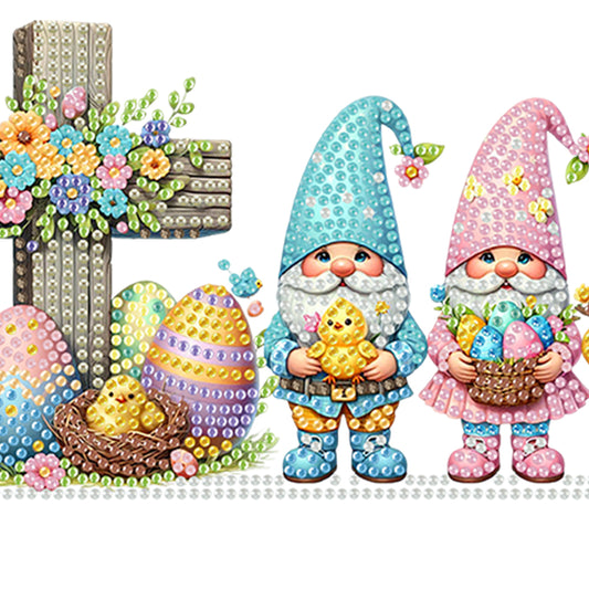 Easter Gnome Cross 5D DIY Diamond Painting Door Corner Sign for Door Wall