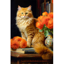 Load image into Gallery viewer, Diamond Painting - Full Round - Cat and Flower (40*60CM)