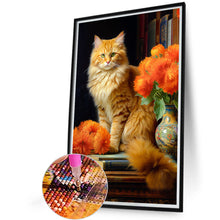 Load image into Gallery viewer, Diamond Painting - Full Round - Cat and Flower (40*60CM)