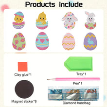 Load image into Gallery viewer, 8Pcs Easter Egg Chicken Diamond Art Fridge Magnet Diamond Painting Fridge Magnet