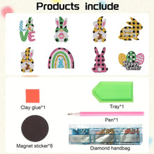 Load image into Gallery viewer, 8Pcs Easter Egg Chicken Diamond Art Fridge Magnet Diamond Painting Fridge Magnet