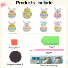 Load image into Gallery viewer, 8Pcs Easter Egg Chicken Diamond Art Fridge Magnet Diamond Painting Fridge Magnet