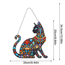 Load image into Gallery viewer, Gemstone Black Cat Diamond Painting Ornaments with Shelf for Garden Window Decor