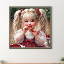 Load image into Gallery viewer, Diamond Painting - Full Round - Little Girl Eating Cherries (40*40CM)