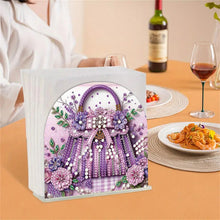 Load image into Gallery viewer, Acrylic Napkin Holder Diamond Painting Kit for Home Table Decor (Purple Bag)