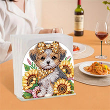 Load image into Gallery viewer, Acrylic Napkin Holder Diamond Painting Kit for Home Table Decor(Sunflower Puppy)
