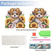 Load image into Gallery viewer, Acrylic Napkin Holder Diamond Painting Kit for Home Table Decor(Sunflower Puppy)