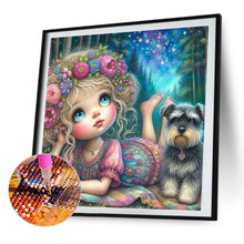 Load image into Gallery viewer, AB Diamond Painting - Full Round - Cute girl and schnauzer (40*40CM)