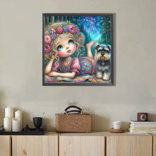 Load image into Gallery viewer, AB Diamond Painting - Full Round - Cute girl and schnauzer (40*40CM)