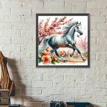 Load image into Gallery viewer, Diamond Painting - Full Round - White Horse and Flowers (40*40CM)