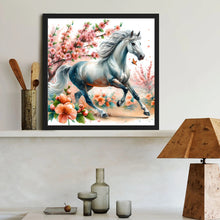 Load image into Gallery viewer, Diamond Painting - Full Round - White Horse and Flowers (40*40CM)