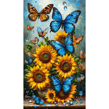 Load image into Gallery viewer, Diamond Painting - Full Round - Butterfly and Sunflower (40*70CM)