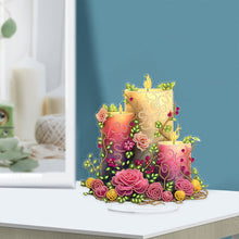 Load image into Gallery viewer, Acrylic Special Shape Flower Candle Diamond Painting Desktop Ornaments