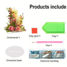 Load image into Gallery viewer, Acrylic Special Shape Flower Candle Diamond Painting Desktop Ornaments
