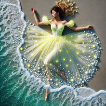 Load image into Gallery viewer, Diamond Painting - Full Round - Girl with back view on the seaside (40*40CM)