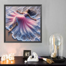 Load image into Gallery viewer, Diamond Painting - Full Round - Girl with back view on the seaside (40*40CM)