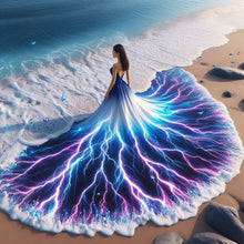 Load image into Gallery viewer, Diamond Painting - Full Round - Girl with back view on the seaside (40*40CM)